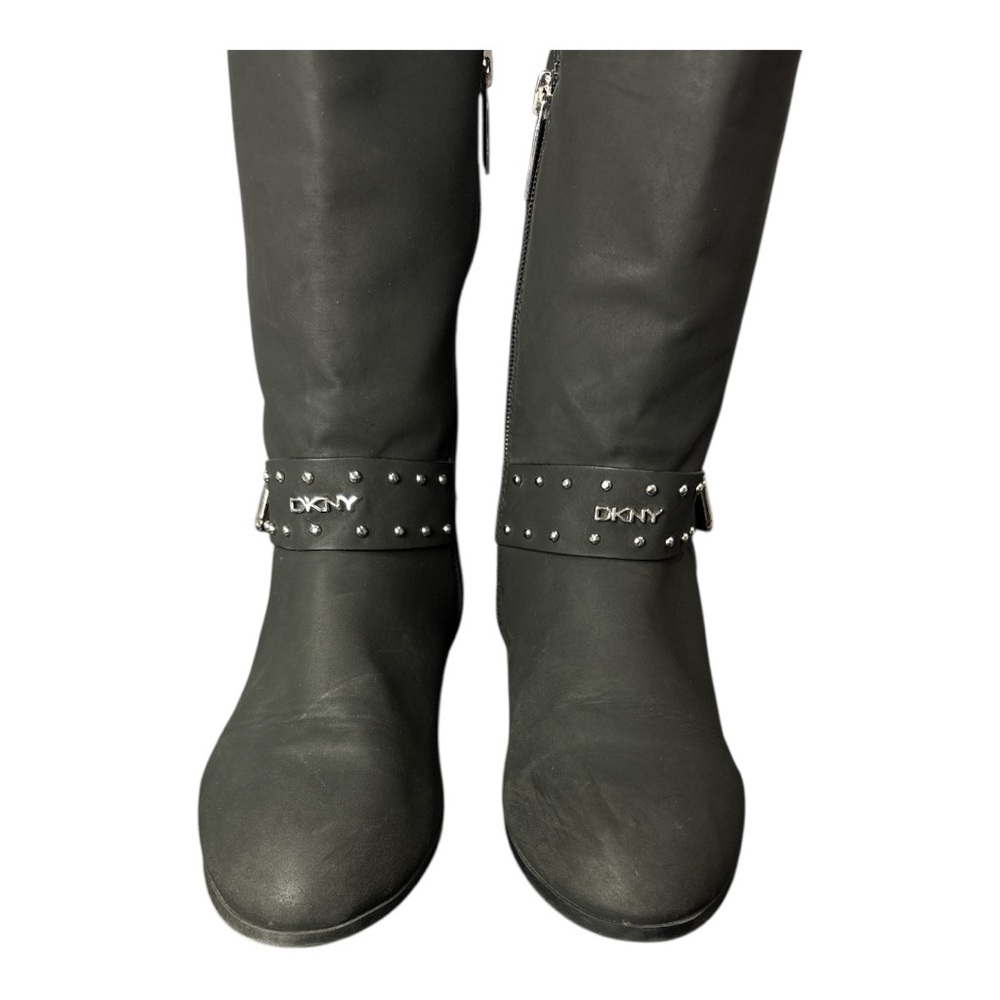DKNY Ellie Studded Strap Tall Riding Boots Women's Size 5 Charcoal Grey Silver - Picture 4 of 9